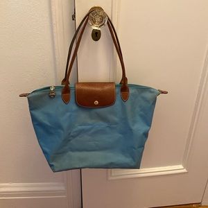 Blue Longchamp Le Pliage Original Large Nylon Shoulder Tote
